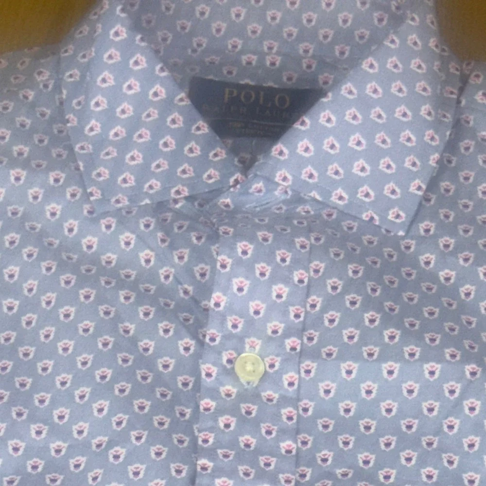 Polo Ralph Lauren Men's Button Down Shirt Patterned Cotton Stretch Purple Medium